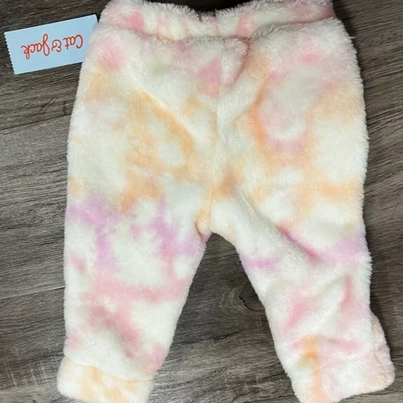 NWT Cat & Jack Pink Orange White Sherpa Fuzzy Pants - Picture 2 of 6